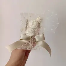 手作りリボン付きブローチ【華やかな金色・ローズフラワーデザイン・ロリータスタイル】