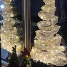 ガラス製クリスマスツリーDIY材料キット【パールチェーン・ネット生地装飾・リビングの雰囲気作り】
