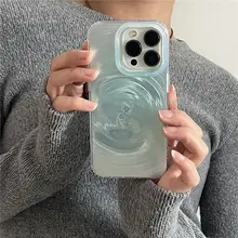 薄荷グリーンの渦巻き模様スマートフォンケース【iPhone対応・衝撃吸収・全包囲タイプ】