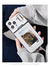 スマホケース iPhone 16/15/14/13/12/11 対応 チェキ風 カードポケット クリア 写真収納 インスタ映え 「Ufology」