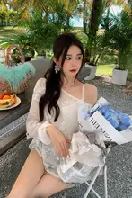 立体バタフライデザインニットトップス【春用・薄手・ルーズフィット・2点セット】