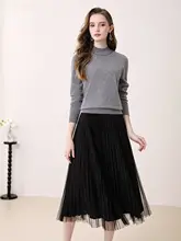 女性用 ハイネックニットセーター【ウール素材・短めデザイン・冬用】