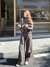 工場風カジュアルトップスとワイドパンツ【春秋・スタイリッシュなデザイン】（セットアップ対応）
