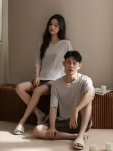 男女兼用 涼感モダール製ルーズフィットパジャマセット【夏用・短袖・カジュアル】