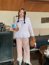 Dazi レース切替ストレートパンツ【レディース・春秋用・大きいサイズ・カジュアル】