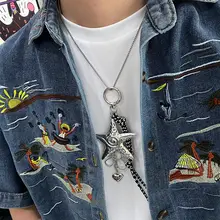 海星デザインのロングネックレス【シルバー・ヒップホップスタイル・ユニセックス】