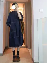秋にぴったり！大きいサイズのデニムAラインワンピース【ゆったりシルエット・スタイルアップ効果】