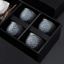 美濃焼 海波模様 ティーポットとカップ4個セット【天目釉・油滴工芸・ギフトボックス入り】（セットアップ対応）