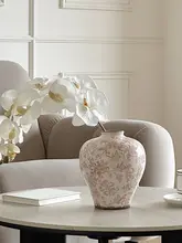 粉色ひび割れ模様の景徳鎮陶器花瓶【陶製・インテリア装飾用・水耕栽培対応】