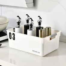 日式プラスチック収納バスケット【キッチン・デスク周り用】