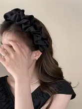 ブラック広幅プリーツヘアバンド【上品さと日常使いに最適】
