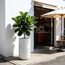 プランター 大型 リビング 樹木 懸濁土 深めの滑らか 薄い灰色 カーキ