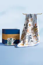 陶製マグカップと桑蚕丝ハンカチのギフトセット【誕生日プレゼント・特別デザイン】（セットアップ対応）