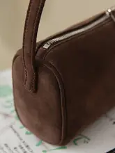 ミニハンドバッグ【反絨牛革・正方形・クッション型・文房具入れ】