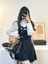 アイスクリームとクジラのレトロ学院風ベスト【コーデュロイ・プリーツスカート付き】（セットアップ対応）