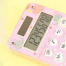 ピンクの携帯式ファッショナブル計算機【可愛いカートゥーンデザイン・小学生向け・太陽光発電・多機能】