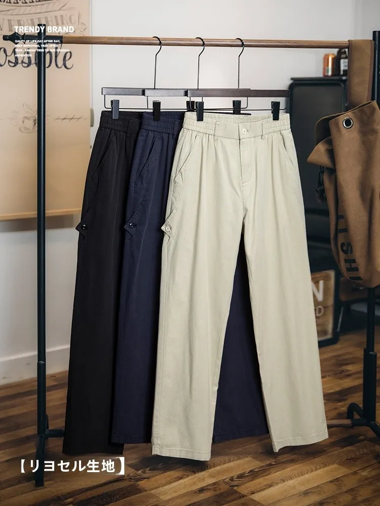 メンズホワイトパンツ メンズ カジュアルパンツ レトロデザイン ストレートカット