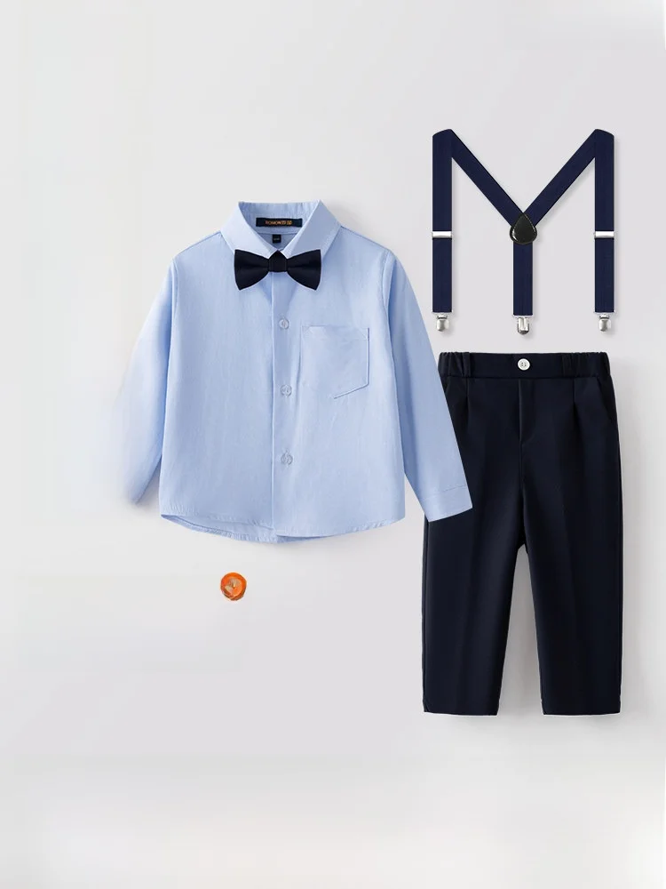 男児用英伦風スーツセット：制服着こなしとファッションのバランスを実現