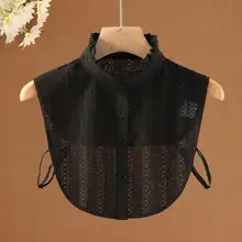 レディース リブ襟 レース装飾付きニットインナー用 フェイクカラー【刺繍・フリルデザイン・ハイネック】