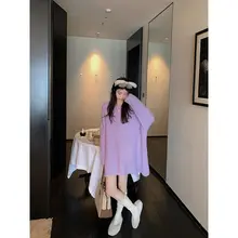女性用 ゆったりとした秋冬ニットセーター【中長丈・お尻隠し・スタイル】
