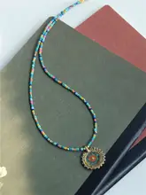 ネックレス ハンドメイド チューブビーズ ラピスラズリ ターコイズ オリジナルデザイン ユニーク きれいめ 上品