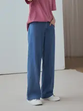 高腰デニムパンツ【ワイドレッグ・フィット・フラワープリント・レディース・ストレート】（セットアップ対応）