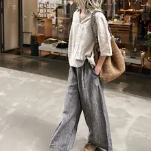 極上の柔らかさのリネン製ストレートパンツ【大きいサイズ・ワイドレッグ】