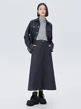 デニムジャケットとハイウエストミディスカートの2点セット【秋用・ブルー・トレンド】（セットアップ対応）