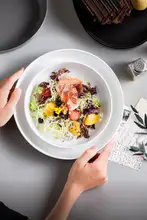モダンデザイン 陶製フルーツサラダプレート【高級感・シンプル・家庭用】
