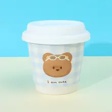 可愛いグウェンベアのコーヒーカップ【陶器製・フタ付き・クリームシリーズ】