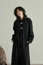 SUNYVONNE クラシックデザイン メタルボタン付き 長袖シャツ【ダブルカラー・レイヤードスタイル】