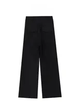 ブラックカジュアルストレートパンツ【秋用・大きいサイズ・ルーズフィット・梨型体型に最適】（セットアップ対応）