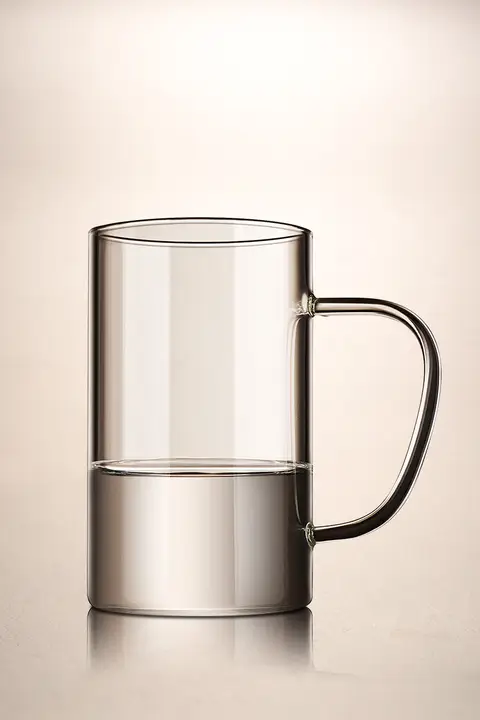 取っ手付き直筒グラス【家庭用・電子レンジ対応・牛乳・お茶用】