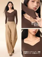 草本初色の保温インナーシャツ【胸パッド付き・冬用・発熱機能】