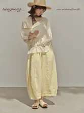 夏用リラクシングパンツ【クリームイエロー・ワイドレッグ・フィット】