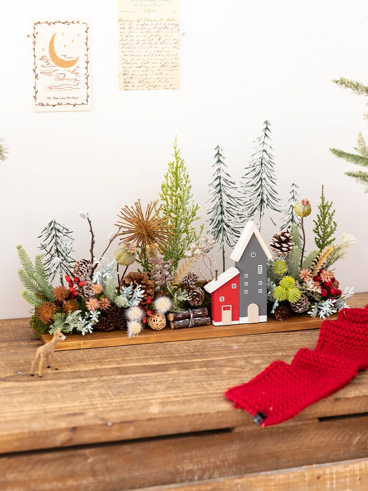 クリスマス雰囲気の装飾用緑植入掛け照明：高級テレビ背景壁用の照明効果とインテリア融合