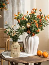 ナンジュウジセイの造花 小さなバラの高級装飾花【リビング・ダイニングテーブル用】