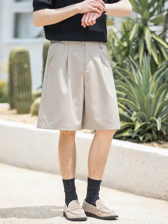 テーラードショーツ メンズ ハーフパンツ ストレート ルーズ ヴィンテージ シティボーイ ベーシック