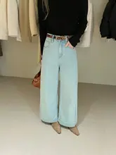 冬季用 ハイウエスト ワイドレッグデニムパンツ【レオパード柄・裏地フリース・コットン】（セットアップ対応）