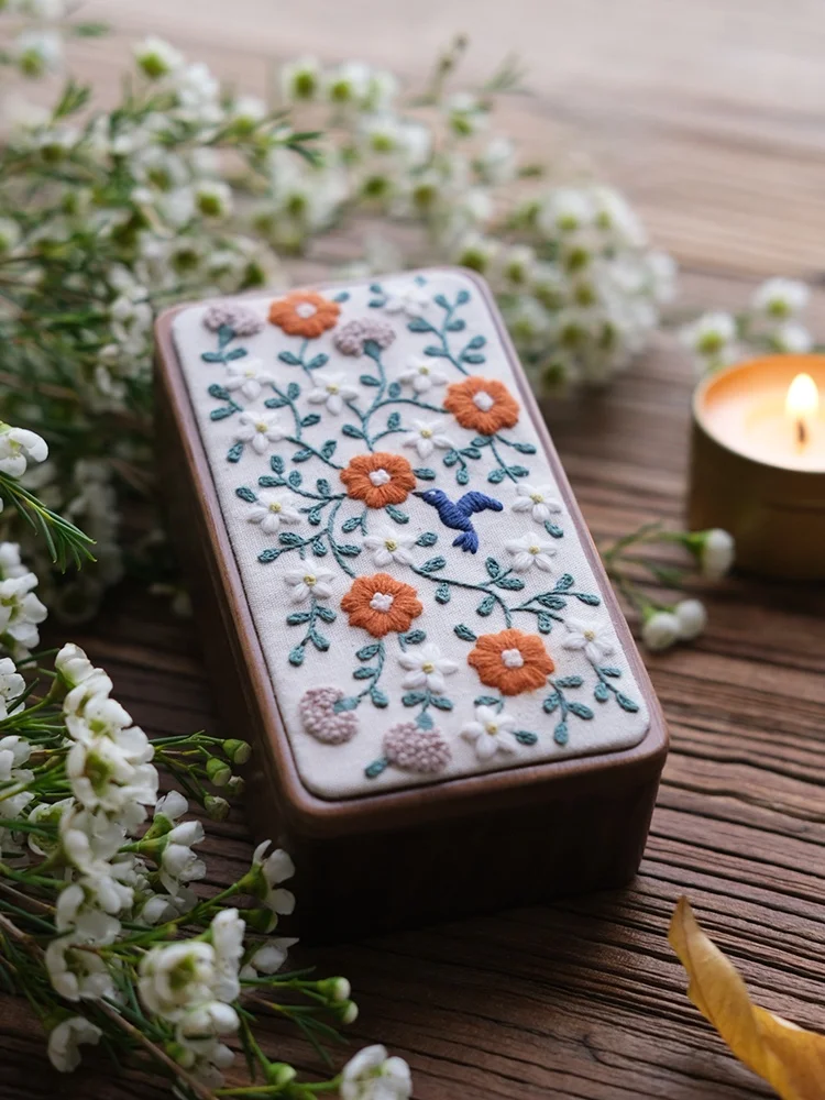 手作りDIY ヴィンテージ風花刺繍キット：黒胡桃木製磁気収納ボックスの実用性と価格分析
