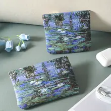モネ風油絵化粧ポーチ【マチ付き・ポケット付き・ミニサイズ】（セットアップ対応）
