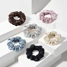 高級感あるシルク製ヘアゴム【１００%真蚕糸・大きめデザイン】