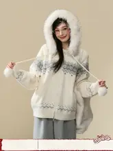 フェア島毛糸素材のファー襟カーディガン【秋冬向け・カジュアル・ルーズフィット】