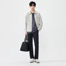撥水加工の春秋用男性用通勤パンツ【UVカット・ストレートレッグ】