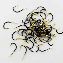 黒金のカーボンスチール製 魚針【バーブ付き・曲がりフック・ロック針】