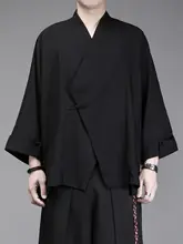 新中式デザインのメンズ七分袖コート【春秋・ゆったり・立ち襟・盤扣】