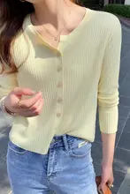 アイスシルクニットカーディガン【女性用・薄手・長袖・ショート丈】