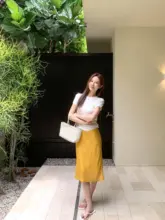 韓国風デザインのサテン素材・花柄Aラインスカート【シルク混・ドット柄・トレンド感】（セットアップ対応）