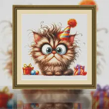 潦草喵 十字刺繍 壁掛けアート【シンプルデザイン・縦型・リビング・ダイニング用】