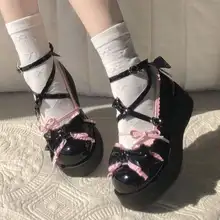 可愛らしいデザインのロリータ風厚底シューズ【通勤・甘美なスタイル・ローファー】